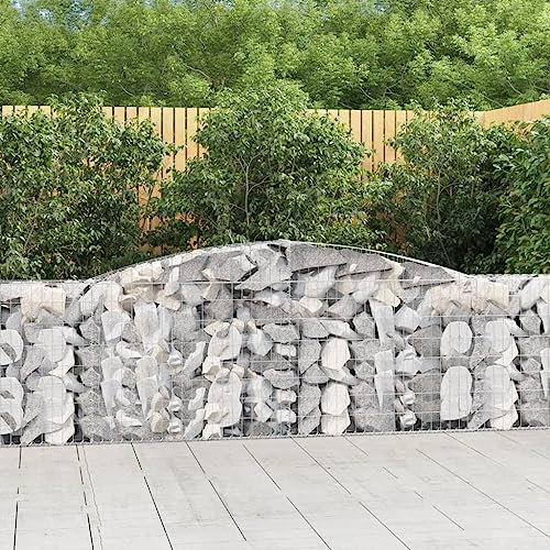 ZQQLVOO Gabionen Wandgitter Stabmattenzaun Gabionen mit Hochbogen 3 STK. 400x30x100/120cm Verzinktes Eisen Ideale Lösung für platzsparendes Gärtnern und gesunde Pflanzen