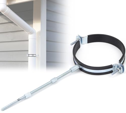 ELNLE Abrazadera para tubo de horno, 110-125 mm, soporte ajustable para tubo de horno, con forro de goma negro, abrazadera de tubo de dos piezas con rosca interior M8