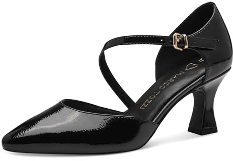 MARCO TOZZI Damen Pumps mit Riemen Elegant Spitz, Schwarz (Black Patent), 40 EU