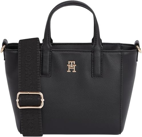 Tommy Hilfiger Damen Tote Bag Tasche Soft Logo Mini Klein, Schwarz (Black), Einheitsgröße