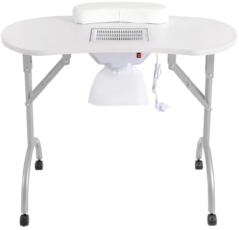 LOYEMAADE Nagelbord, nageldammuppsamlare, manikyrbord, mobilbord, vikbar design, med vattentät bärväska, utrustad med nageldammsugare
