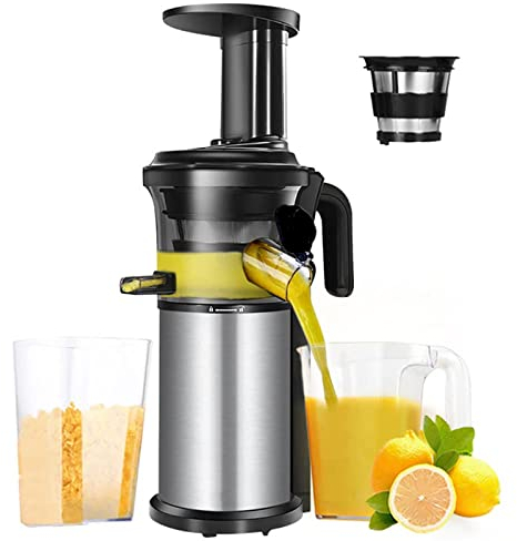 CRBUDY Estrattore di Succo di Frutta e Verdura a coclea in Acciaio Inossidabile da 200 W 40 Giri/min. Succo Compatto a spremitura a Freddo, spremiagrumi a masticazione lenta