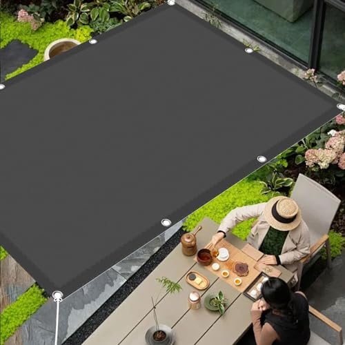 Sonnenschutz Sunsegel 1.2 x 3 m Wasserdicht Segeltuch Pergola Überdachung Plane Premium PES Polyester Imprägniert für Garten Terrasse Outdoor Camping, Dunkelgrau