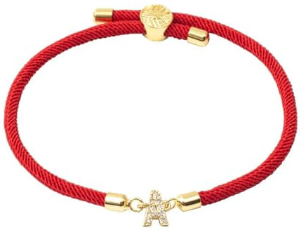 LIUYUYOUGO Handgemachtes Armband,Initialen Armband Für Frauen Und Männer Zirkonia Charm Armbänder Mit Buchstaben A Bis Z Modische Passende Paar Armbänder Handgefertigt Verstellbar Rotes Seil Fre