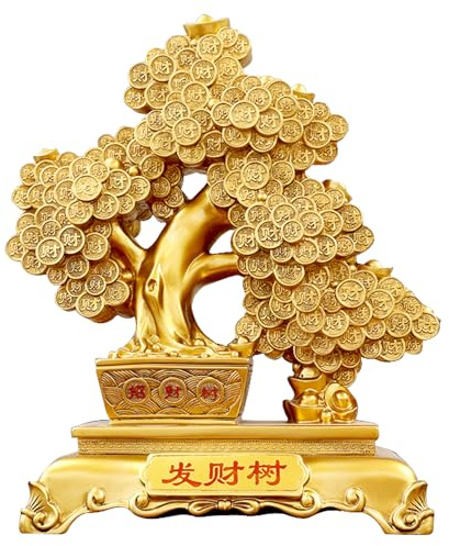 Top Resin Money Tree, Artificial Bonsai Tree - Feng Shui Decor & Gifts for Home, Feng Shui Statue, Chinese New Year Decoration, Chinese Decor & Gifts
