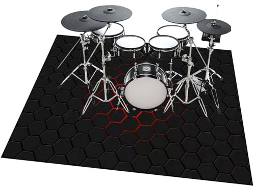 110 x 80 cm Schlagzeugteppich Drum Teppich Rutschfeste | Professionelles Jazz Schlagzeug Kit für Bass Drum Snare Drum und andere Instrumente Teppich | Rechteckiges Elektrisches Schlagzeug Teppich