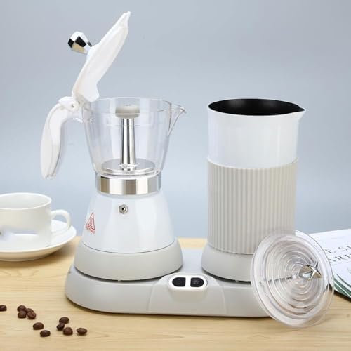 Montalatte Automatico 480 W, Moka Elettrica 400 W 200 ML, Caffettiera Espresso 110/220 V con Bocca Ricamata, Compagno di Caffè a Tutto Tondo, Estrazione Lenta, per Cucina, Caffetteria, Ristorante