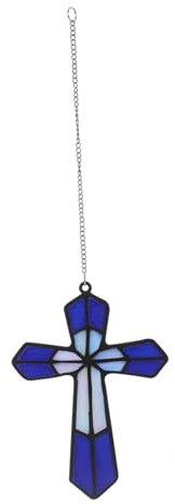 Warmhm Wandkreuz antikes Rot Fliegenvorhänge für Türen Lichtfänger für Fenster Decke Boho Wohnkultur Acryldekoration Kreuz zum Aufhängen an der Wand Wanddekoration in Kreuzform Blue