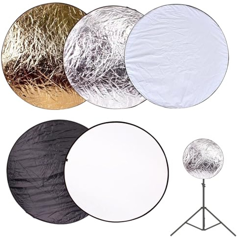 Reflector de fotografía, reflector difusor de luz 5 en 1, panel de iluminación plegable para sesiones al aire libre, configuración de estudio fotográfico, accesorio portátil para control de