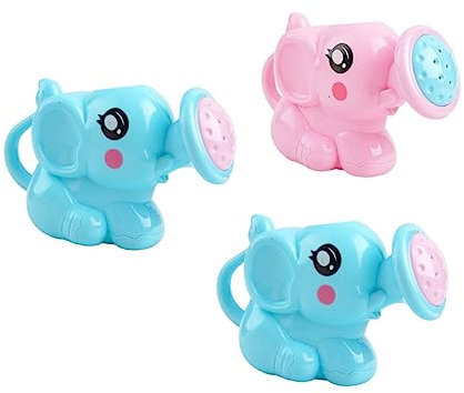 BESPORTBLE Juguete de Ducha Elefante para Niños, Regadera de Baño de Plástico Abs, Set de 3 Unidades (2 Azules 1 Rosa), Seguro para Bebés y Niños, Adecuado para Baño y Juego en Bañera