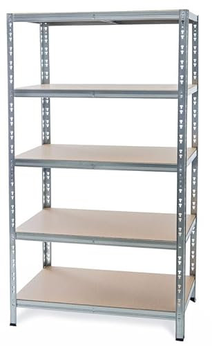 [BOXXCO] ? Regalsystem ? verzinkt, 5 Böden, Stecksystem ? Silber ? 180x60x60 cm