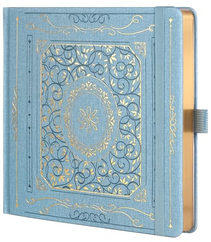 TIEFOSSI Bullet Dotted Journal Notizbuch, Dot Grid Notizbuch für Frauen Männer, Hardcover PU Leder Journal, 160 GSM dickes Papier, 160 nummerierte Seiten mit Goldrand, 20,4 x 20,4 cm