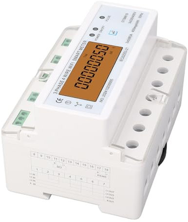 SEAFRONT WiFi Smart Energy Meter 3 Phase Smart Power Meter DIN Rail Mount with Tester Multimeter Plug Power Voltage Digital Outlet Home Electrical Monitor Electric Energy Volt