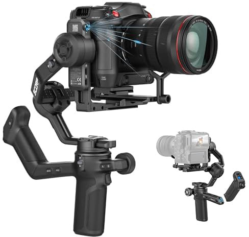 Feiyutech SCORP 3 Gimbal-Stabilisator für Kamera mit integriertem 4.0 AI-Tracking, 3,5 kg Nutzlast, abnehmbarer Griff mit 12 m kabelloser Steuerung, 2.0 native vertikale Aufnahmen, Bluetooth