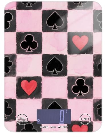 Spades - Bilancia a scacchiera nera e rosa per arrosto da cucina, 5 kg/5 g, piccola bilancia da cucina precisa con 4 unità per la preparazione dei pasti Dieta cottura báscula para pesar Personas