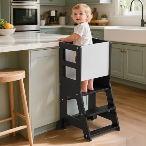 KIDINIX Torre di apprendimento per bambini a partire da 1 anno, per cucina e bagno, colore nero
