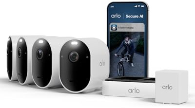 Arlo Pro 6, Caméra de Surveillance WiFi, Vidéo 2K HDR, 4 Caméras + Chargeur