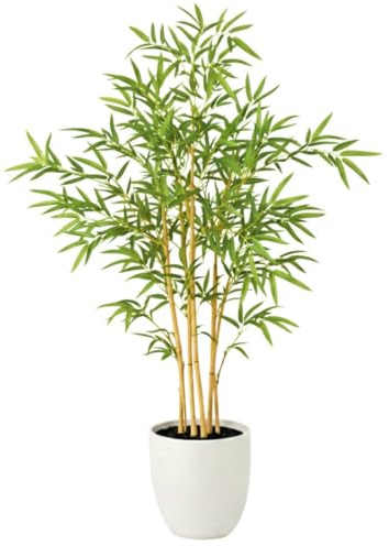 Clove, Planta Artificial Grande, Bambú Artificial 120 cm, Decorativas, Árbol, Decoración Hogar, para Interior, Oficina, Hoteles, Eventos – Planta Realista con Cañas Naturales y Verde