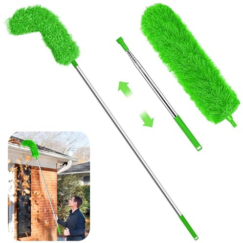 Gutter Cleaning Tool from Ground - Adjustable Gutter Cleaner Tools | No Ladder Needed Rain Gutter Gutter Cleaning Tool Easy Remove Leaves and Debris Under Gutter Hangers (Green)