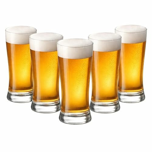 Glass Tumblers Set of 6 – 280ml Half Pint Beer Glasses for Lager, Ale, Juice & Water, Clear Durable Drinking Glasses for Home, Kitchen, Pub & Everyday Use