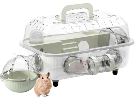 Enclos Hamster Enclos 2 Niveaux Détachable pour Petits Animaux | Avec Tunnel Et Roue Silencieuse 37 X 25 X 22 Cm Habitat Hamster Pour Petit Animal Gerbille Naine Exercice Sommeil Repos