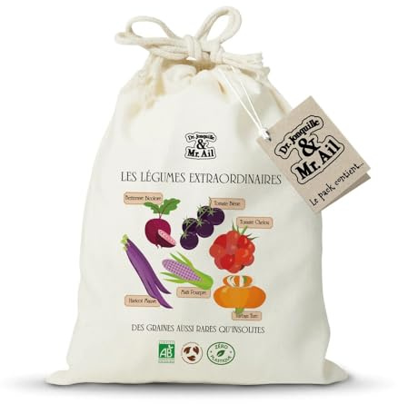 Dr. Jonquille & Mr. Ail Assortiment de Graines Bio, Légumes Extraordinaires, 100% Sans Plastique, France
