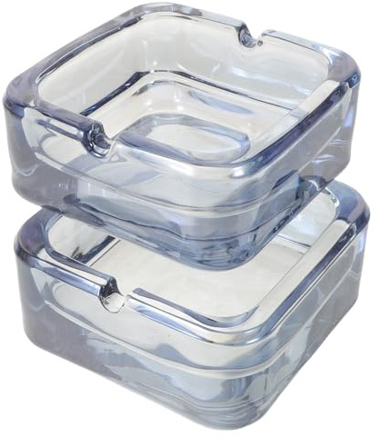 COHEALI 2 Ceniceros de Vidrio Cuadrados Transparentes Diseño Vintage, Resistentes al Viento y Fáciles de Limpiar para Uso en Exteriores y Baño