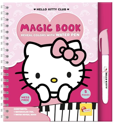 Lisciani - HELLO KITTY – Reusable Magic Water Book For Kids Ages 3+ – Educational Toy With 12 Pages And Water Pen – Creative Activity Book Without Mess – Gift Idea For Children