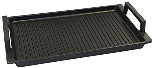 Eurolux Guss BBQ-Grillplatte 41 x 24 cm - mit Seitengriffe - alle Herdarten inkl. Induktion & Grill - Antihaftversiegelung - beschichtete Oberfläche gerippt - Made in Germany