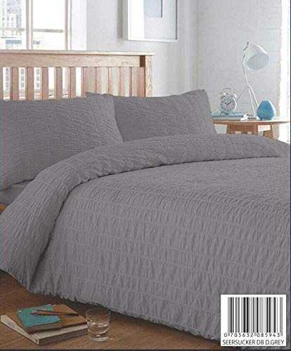 Value Comfort Home Luxury SEERSUCKER STRIPE Cotton Rich Duvet Cover & Pillowcase/s Bedding Bed Linen Set DoubleCharcoal
