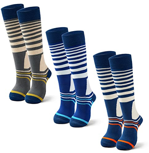 Qterdiz Unisex Kinder Warme Skisocken Jungen Dicke Skistrümpfe Mädchen Thermo Socken für Ski und Snowboard 3 Paar