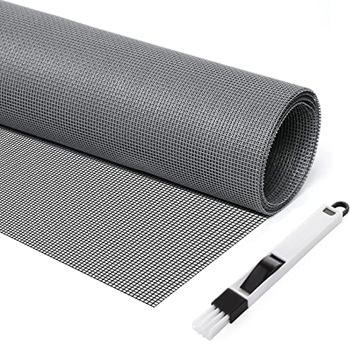 Rifrpha Rouleau Moustiquaire Fibre de Verre Porte Fenetre 1.2*2.5m Grillage pour Moustiquaire Coupable Toile Gris Maille d'Écran avec Brosse de Nettoyage pour Terrasse