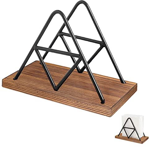 Servietten aus metall und holz - Serviettenhalter Schwarz - Ddreieckige Gestaltung - Napkin Holder - Küchen Restaurant Bar Zubehör und Dekor