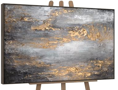 YS-Art Luxus Abstrakt Design Acrylbild Milchstraße handgemalt Grautöne