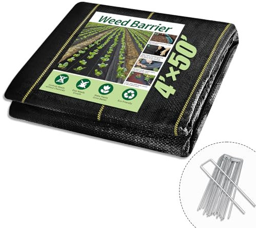 KANAGAWA Tessuto per il controllo delle erbacce da 1,2 x 15,2 m, resistente, 99,2 g, buona permeabilità per tappetino da giardinaggio a blocchi di erbacce, tessuto per vialetti, tessuto paesaggistico,