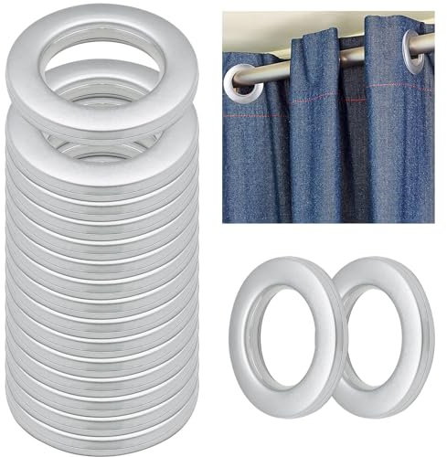 40 Pièces Anneaux à œillets de Rideau, Scettar Oeillets Rideaux à Clipser 42mm pour Tringle à Rideaux, Argent Anneaux de Rideau œillets Plastique pour Rideau de Fenêtre Douche Vestiaire Porte