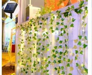 GuKKK Lichterkette Außen Solar, 3 x1m 160leds Lichtervorhang Künstlicher Efeu Lichterkette 8 Modi, Wasserdicht Solarlichterkette, für Garten, Balkon, Hochzeit, Zaun, Camping, Weihnachten, Dekorationen