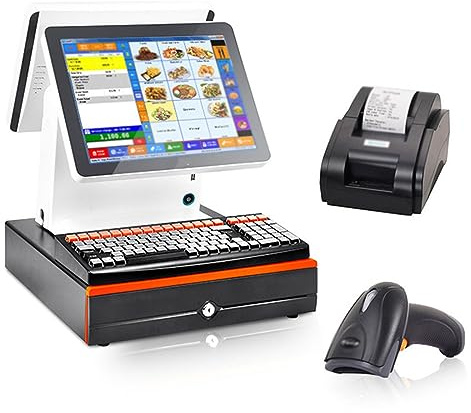 Caisse enregistreuse tactile à double écran 15,6 pouces, pliable, multi-angle, 4 G + 128 Go pour restaurant, supermarché, vente au détail