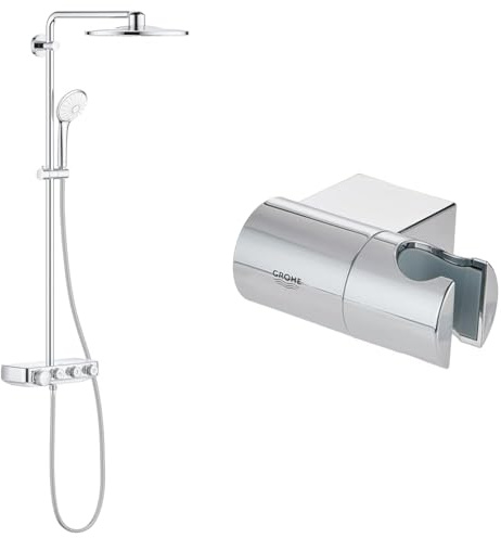 GROHE Euphoria Smartcontrol 310 Duo - Duschsystem mit Thermostatbatterie & Rainshower Handbrausehalter (verstellbar, langlebig), chrom, 27055000