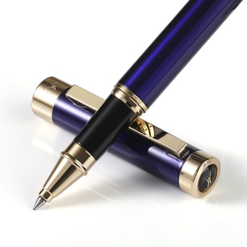 Luxus Rollerball Stift, 24k Gold Trim, Edle Und Elegante Designs, Schneider Tinte Refull, Beste Roller Kugelschreiber Geschenk Set Für Männer Und Frauen, Professional, Executive Office (Blau)