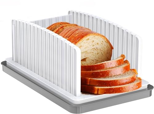 Affettatrice per pane fatto in casa Affettatrice per pane da cucina regolabile con vassoio per briciole Guida per affettare il pane Affettatrice per pane tostato Guida per affettatrice per pane