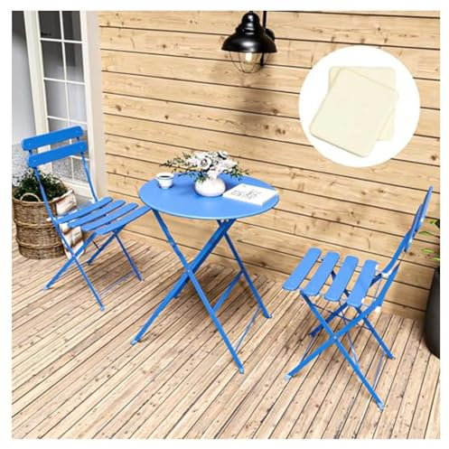 Outdoor 3-teiliges Bistro-Set aus rostfreiem Eisen, wasserdicht, klappbarer Tisch und Stühle für kleine Räume