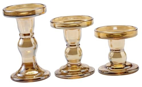 Zerodeko Teelichthalter Aus Glas 3-teilig Zarte Dekorative Kerzenhalter für Den Tisch