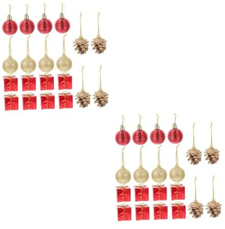 PRETYZOOM 2 Sätze Christbaumschmuck Christbaumanhänger Weihnachtsbaumanhänger Weihnachtsbaum-anhänger Weihnachten DIY Weihnachtliche Dekorative Anhänger PVC Rot 20 Stück * 2