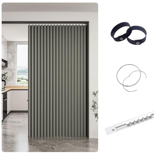 APMOE Türvorhang Kein Bohren, Verdunkelungsvorhang für Fenster und Türen Zu Hause mit Gleitschienen Sichtschutzvorhang, Schrank Vorhang Zum Schieben Staubdichter Vorhang für Regale(Grau,200x240cm)