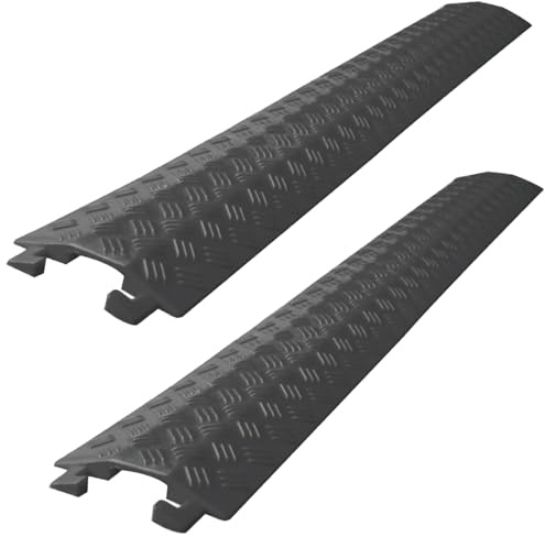 Pasacables Suelo para Interiores y Exteriores, Canaleta Cables Suelo con Enclavamiento para Uso en Oficinas y Almacenes, Evita Tropiezos(Black)