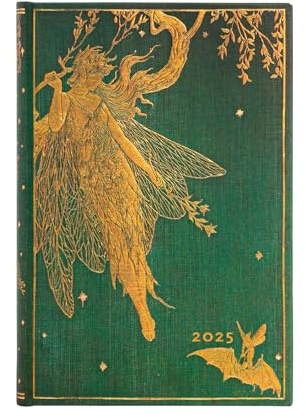 Olive Fairy (Lang’s Fairy Books) Mini 12-month Day-at-a-time Hardback Dayplanner 2025 (Elastic Band Closure): jeden dzień na stronie, zamykany na gumkę, papier 80 gsm