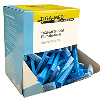 TIGA-MED Einmalrasierer | 500 Stück | Einwegrasierer einschneidig | blau | sehr scharf | Nass- und Trockenrasur | Einmal Rasierer
