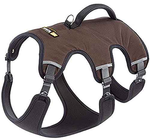 Ferplast verstellbares Hundegeschirr S Brustumfang 46-56 cm Braun | Gepolstertes reflektierendes Hundegeschirr für Komfort, Kontrolle und Sicherheit beim Spazieren, Wandern und Trekking