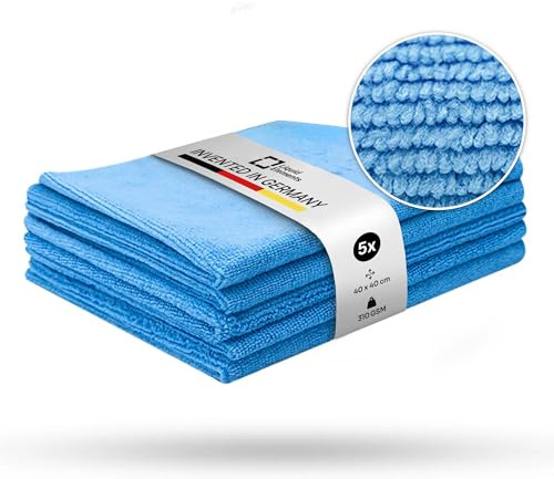 Liquid Elements Allzwecktuch Value 5er Set 40x40cm, Blau | Microfaser Putztuch, für schonende Fahrzeugpflege ohne Kratzer, für alle Oberflächen
